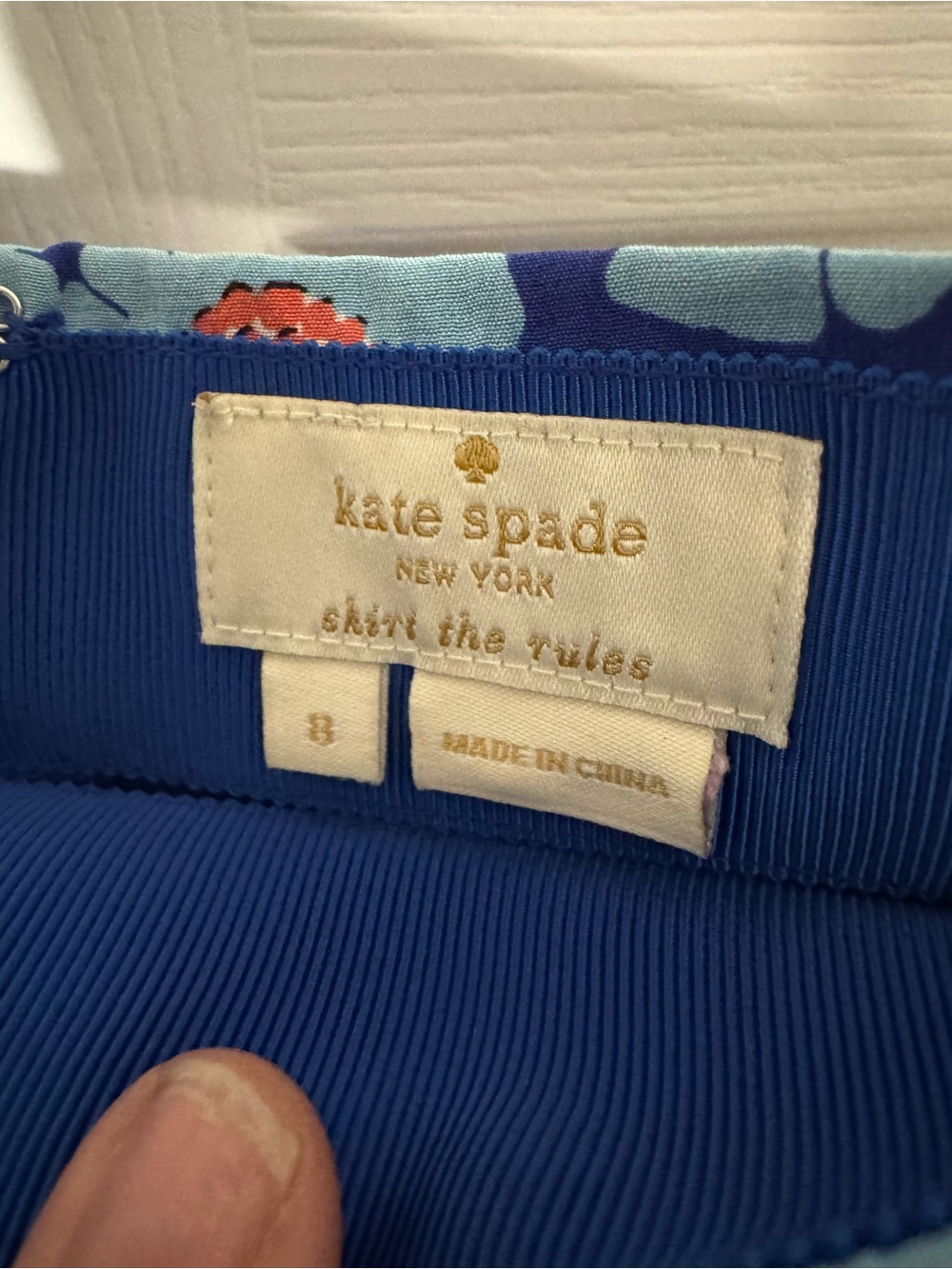 kate spade Blue Floral A-Line Skirt with Coral Centers - Picture 3 of 4